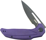 Kubey Nautilus Linerlock KU372A - Purple G10 Handle And 3.5in Black Stonewash 14C28N Blade by Kubey
