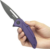 Kubey Nautilus Linerlock KU372A - Purple G10 Handle And 3.5in Black Stonewash 14C28N Blade by Kubey
