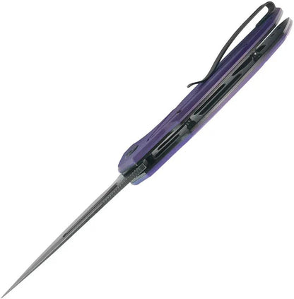 Kubey Nautilus Linerlock KU372A - Purple G10 Handle And 3.5in Black Stonewash 14C28N Blade by Kubey