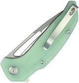 Kubey Nautilus Linerlock Jade KU372B - Jade G10 Handle, Stonewash 14C28N Blade, Pocket Clip by Kubey