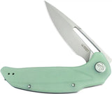 Kubey Nautilus Linerlock Jade KU372B - Jade G10 Handle, Stonewash 14C28N Blade, Pocket Clip by Kubey