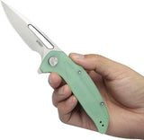 Kubey Nautilus Linerlock Jade KU372B - Jade G10 Handle, Stonewash 14C28N Blade, Pocket Clip by Kubey