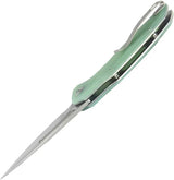 Kubey Nautilus Linerlock Jade KU372B - Jade G10 Handle, Stonewash 14C28N Blade, Pocket Clip by Kubey