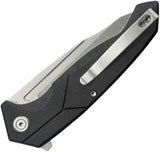 Kubey RBC-1 Linerlock Knife - 4.5 Inch Closed, 3.5 Inch Stonewashed 14C28N Sandvik Stainless Blade, Black G10 Handle by Kubey