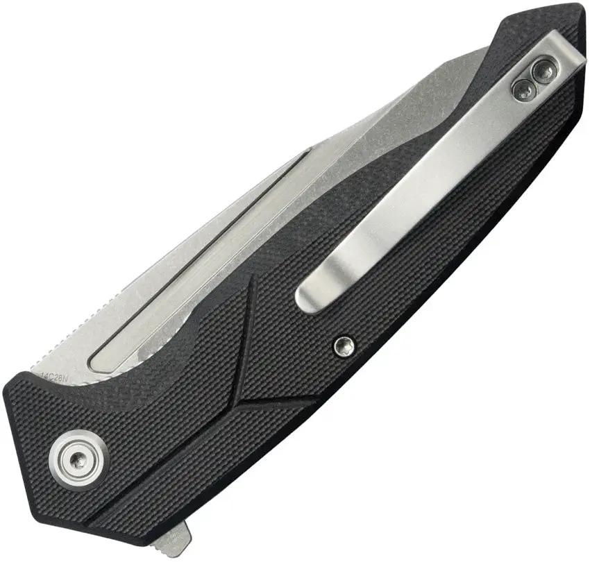 Kubey RBC-1 Linerlock Knife - 4.5 Inch Closed, 3.5 Inch Stonewashed 14C28N Sandvik Stainless Blade, Black G10 Handle by Kubey
