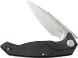 Kubey RBC-1 Linerlock Knife - 4.5 Inch Closed, 3.5 Inch Stonewashed 14C28N Sandvik Stainless Blade, Black G10 Handle by Kubey