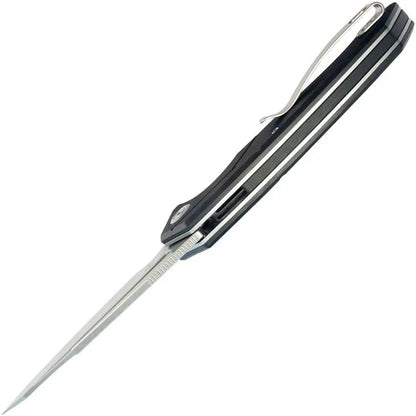 Kubey RBC-1 Linerlock Knife - 4.5 Inch Closed, 3.5 Inch Stonewashed 14C28N Sandvik Stainless Blade, Black G10 Handle by Kubey