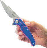Kubey RBC-1 Outdoor Linerlock - Stonewash Sandvik 14C28N Stainless Blade With Blue Pink G10 Handles by Kubey