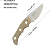 Kubey Willumsen DP Hunter Brown KU376B - 3in Stonewash 14C28N Stainless Drop Point Knife Brown Canvas Micarta Handle by Kubey