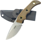 Kubey Willumsen DP Hunter Brown KU376B - 3in Stonewash 14C28N Stainless Drop Point Knife Brown Canvas Micarta Handle by Kubey