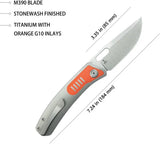 Kubey Common Thread Linerlock KUB377A - Bohler M390 Blade With Gray Titanium Handle And Orange G10 Inlay by Kubey