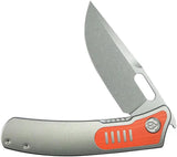 Kubey Common Thread Linerlock KUB377A - Bohler M390 Blade With Gray Titanium Handle And Orange G10 Inlay by Kubey
