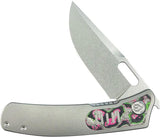 Kubey Common Thread Linerlock KB377B - Premium M390 Blade With Gray Titanium Handle Watermelon Sugar Carbon Fiber Inlay by Kubey