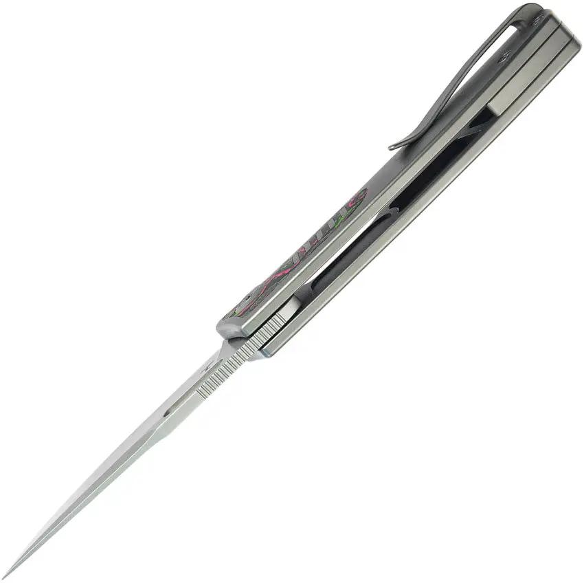 Kubey Common Thread Linerlock KB377B - Premium M390 Blade With Gray Titanium Handle Watermelon Sugar Carbon Fiber Inlay by Kubey