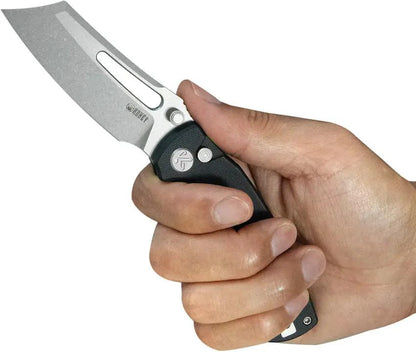 Kubey Dheo EDC Button Lock - Black G10 Handle, 14C28N Sandvik Stainless Wharncliffe Blade by Kubey