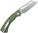 Kubey Dheo EDC Button Lock Folding Knife KU378B - OD Green G10 Handle 14C28N Wharncliffe Blade by Kubey