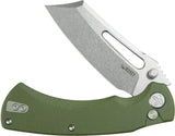 Kubey Dheo EDC Button Lock Folding Knife KU378B - OD Green G10 Handle 14C28N Wharncliffe Blade by Kubey