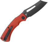 Kubey Dheo EDC Button Lock Red KU378C - Red G10 Handle With 14C28N Sandvik Wharncliffe Blade by Kubey