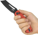 Kubey Dheo EDC Button Lock Red KU378C - Red G10 Handle With 14C28N Sandvik Wharncliffe Blade by Kubey