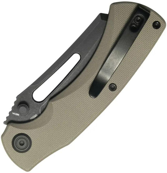 Kubey Dheo EDC Button Lock Tan KU378D - Wharncliffe Blade, Tan G10 Handle, Pocket Clip by Kubey