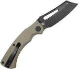 Kubey Dheo EDC Button Lock Tan KU378D - Wharncliffe Blade, Tan G10 Handle, Pocket Clip by Kubey