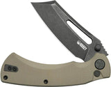 Kubey Dheo EDC Button Lock Tan KU378D - Wharncliffe Blade, Tan G10 Handle, Pocket Clip by Kubey