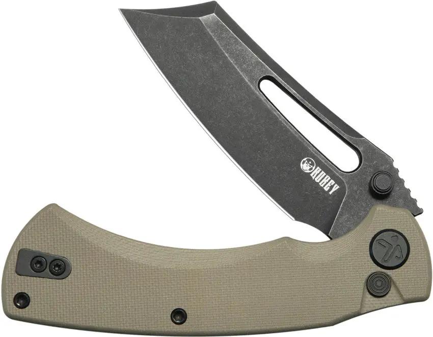 Kubey Dheo EDC Button Lock Tan KU378D - Wharncliffe Blade, Tan G10 Handle, Pocket Clip by Kubey