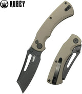 Kubey Dheo EDC Button Lock Tan KU378D - Wharncliffe Blade, Tan G10 Handle, Pocket Clip by Kubey