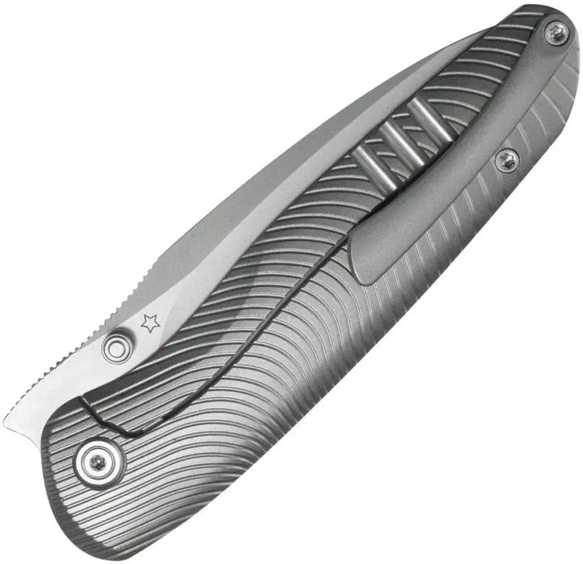 Kubey Pioneer Framelock BB KB379A - CPM-20CV Blade, Gray Titanium Handle, Extended Tang, Thumb Stud, Pocket Clip by Kubey
