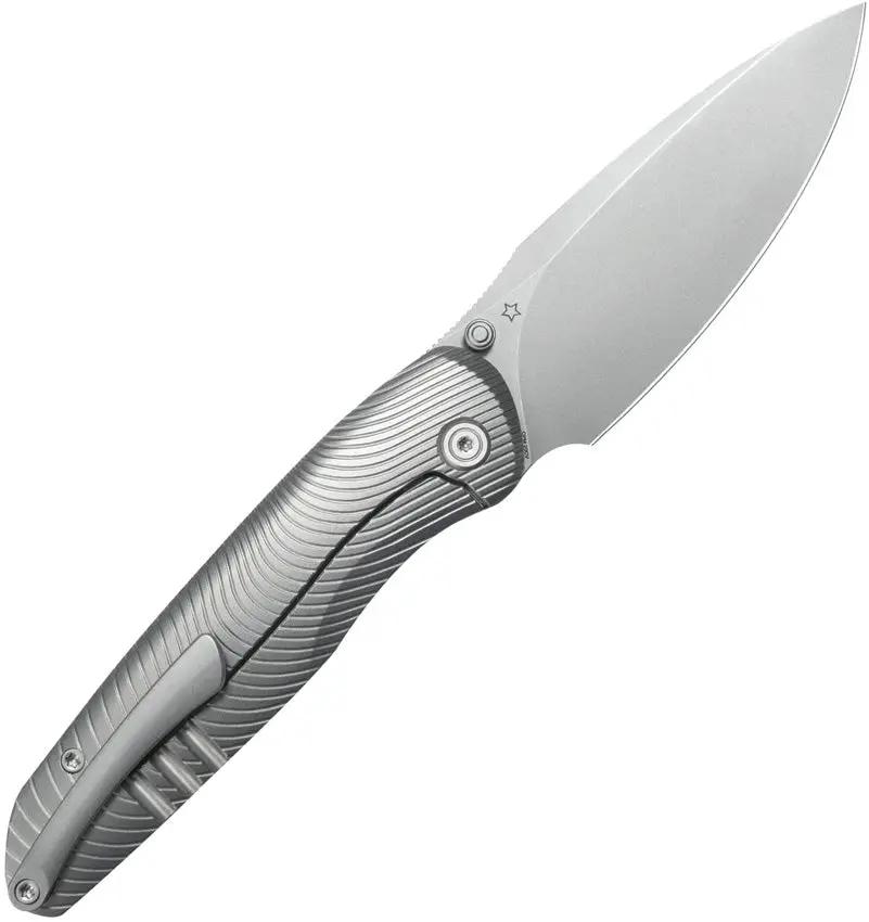 Kubey Pioneer Framelock BB KB379A - CPM-20CV Blade, Gray Titanium Handle, Extended Tang, Thumb Stud, Pocket Clip by Kubey