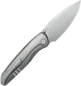 Kubey Pioneer Framelock BB KB379A - CPM-20CV Blade, Gray Titanium Handle, Extended Tang, Thumb Stud, Pocket Clip by Kubey