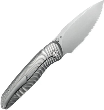 Kubey Pioneer Framelock BB KB379A - CPM-20CV Blade, Gray Titanium Handle, Extended Tang, Thumb Stud, Pocket Clip by Kubey