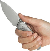 Kubey Pioneer Framelock BB KB379A - CPM-20CV Blade, Gray Titanium Handle, Extended Tang, Thumb Stud, Pocket Clip by Kubey