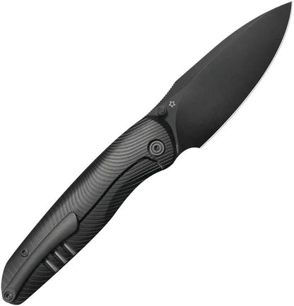 Kubey Pioneer Framelock Knife - Black DLC CPM-20CV Drop Point Blade, Titanium Handle, Extended Tang by Kubey