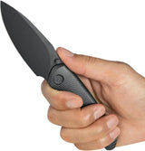 Kubey Pioneer Framelock Knife - Black DLC CPM-20CV Drop Point Blade, Titanium Handle, Extended Tang by Kubey