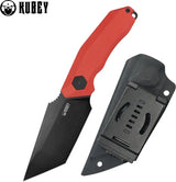 Kubey Yokai Fixed Blade Red KU382B - 14C28N Sandvik Stainless Tanto Blade, Red G10 Handle, Full Tang by Kubey