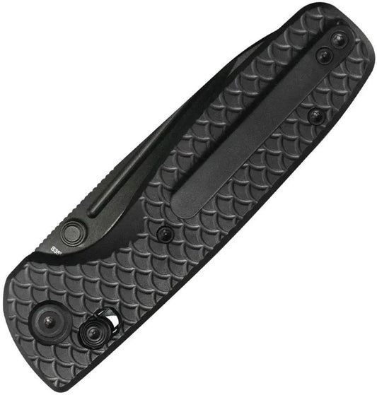 Kubey Bluff Crossbar Lock Knife DLC Coated S35VN Drop Point Blade Black Textured Titanium Handle by Kubey