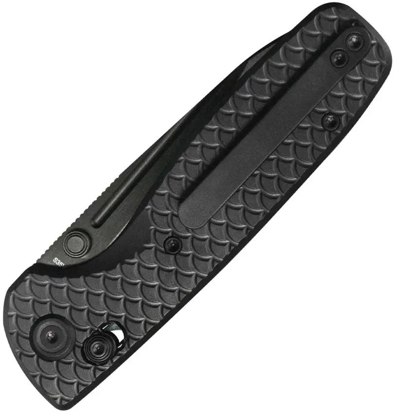 Kubey Bluff Crossbar Lock Knife DLC Coated S35VN Drop Point Blade Black Textured Titanium Handle by Kubey