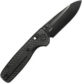 Kubey Bluff Crossbar Lock Knife DLC Coated S35VN Drop Point Blade Black Textured Titanium Handle by Kubey