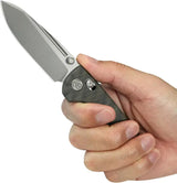 Kubey Bluff Crossbar Lock Flame Ti KB383G - Bohler M390 3 Inch Drop Point Blade With Flame Anodized Titanium Handle by Kubey