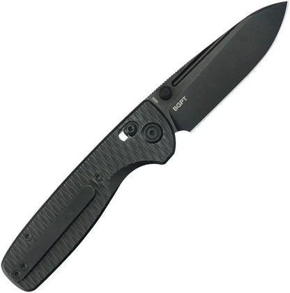 Kubey Bluff Crossbar Lock Knife Black Ti KB383H - Bohler M390 Drop Point Blade With Thumb Stud Pocket Clip by Kubey
