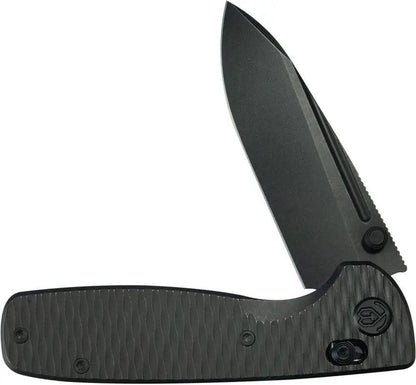 Kubey Bluff Crossbar Lock Knife Black Ti KB383H - Bohler M390 Drop Point Blade With Thumb Stud Pocket Clip by Kubey