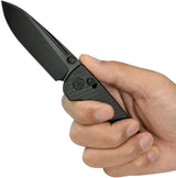 Kubey Bluff Crossbar Lock Knife Black Ti KB383H - Bohler M390 Drop Point Blade With Thumb Stud Pocket Clip by Kubey