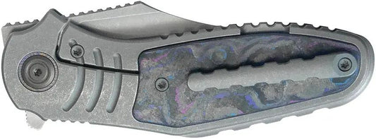 Kubey Stroller Framelock Camo KB384B - Stonewash CPM-20CV Blade Titanium Handle With Blue Camo Carbon Fiber Inlay by Kubey