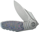 Kubey Stroller Framelock Camo KB384B - Stonewash CPM-20CV Blade Titanium Handle With Blue Camo Carbon Fiber Inlay by Kubey