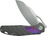 Kubey Sudden Framelock Flame KB385B - Titanium Flame Handle With Timascus Inlay And CPM-20CV Sheepsfoot Blade by Kubey