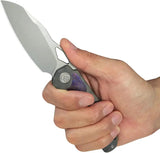 Kubey Sudden Framelock Flame KB385B - Titanium Flame Handle With Timascus Inlay And CPM-20CV Sheepsfoot Blade by Kubey