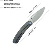 Kubey Momentum Framelock Flame Ti KB386C - Flame Anodized Titanium Handle With 3.38 Inch Bead Blast Bohler M390 Blade by Kubey