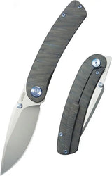 Kubey Momentum Framelock Flame Ti KB386C - Flame Anodized Titanium Handle With 3.38 Inch Bead Blast Bohler M390 Blade by Kubey