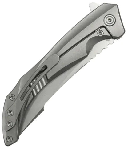Kubey Cyrus Framelock Gray Ti - Bead Blast M390 Blade Titanium Handle 4.63 Inch Closed by Kubey